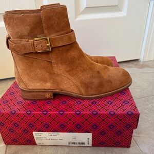 Tory Burch Size 10 Brooke Ankle Bootie Natural Suede Tan